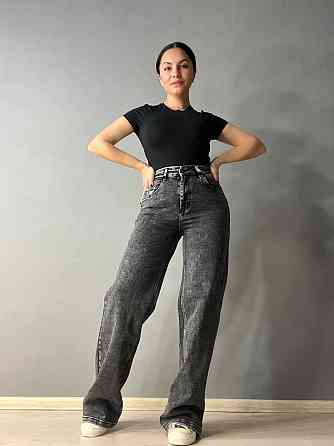 Джинсы женские Dragon 8101 palazzo jeans палаццо ровные от бедра стрейчевые темно серые, темно-серый Одесса