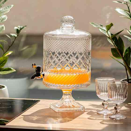 Лимонадниця з краном на підставці скляна 4,5 л HP-19-4 Київ