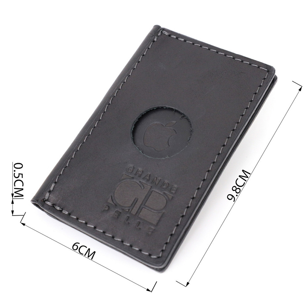 Надежный картхолдер с держателем для Apple AirTag из натуральной кожи GRANDE PELLE 11605 Черный Киев - изображение 7