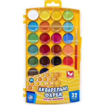 Акварельні фарби Школярик Медові 32 кольори (302023002-UA) Вінниця