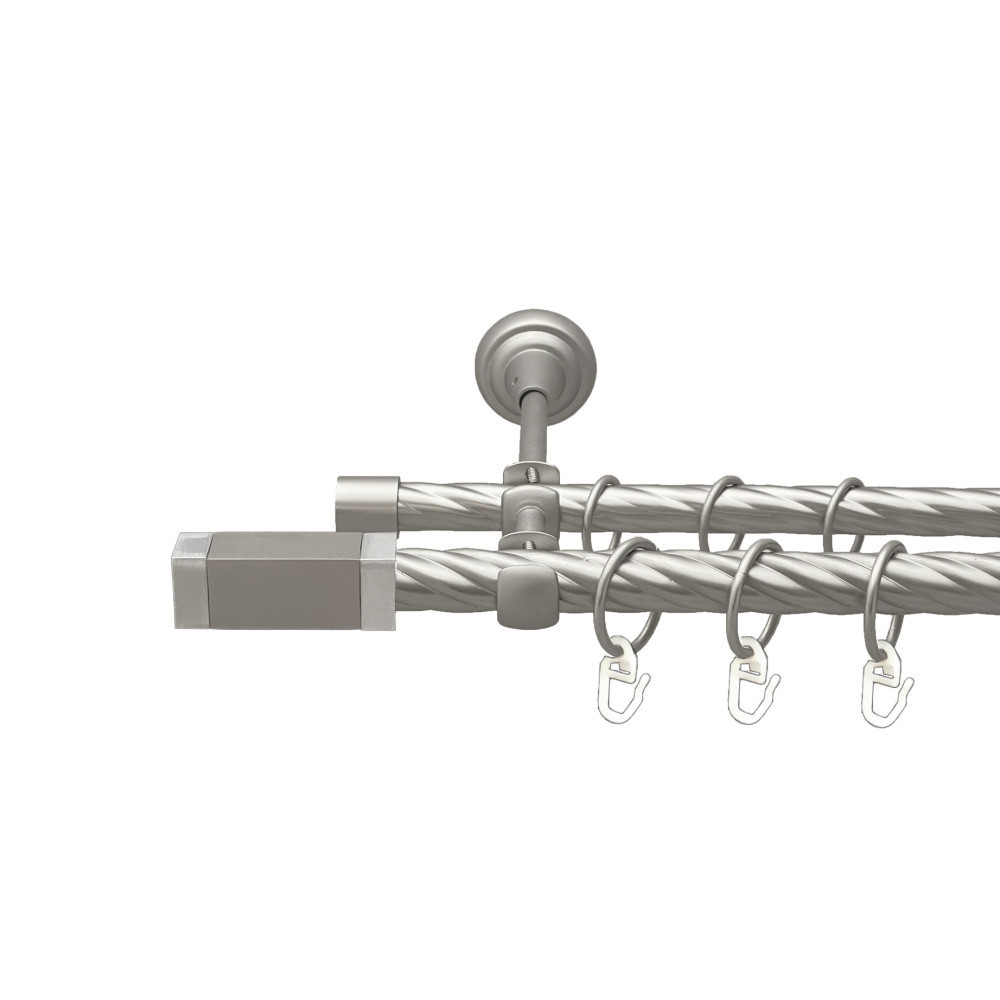 Карниз Orvit Квадро металевий дворядний відкритий скручена труба кільце металеве Сатин 19\16 мм 300 см Львов - изображение 1