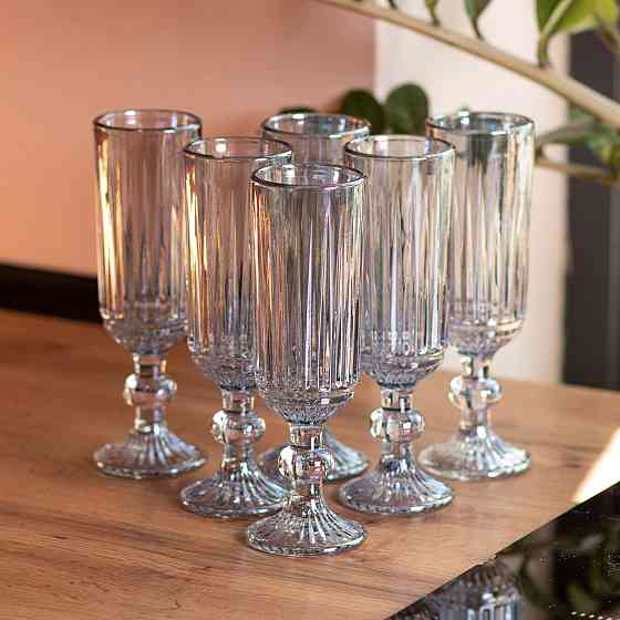 Набор бокалов для шампанского 6 штук 160 (мл) Голубой HP-19-67 Киев