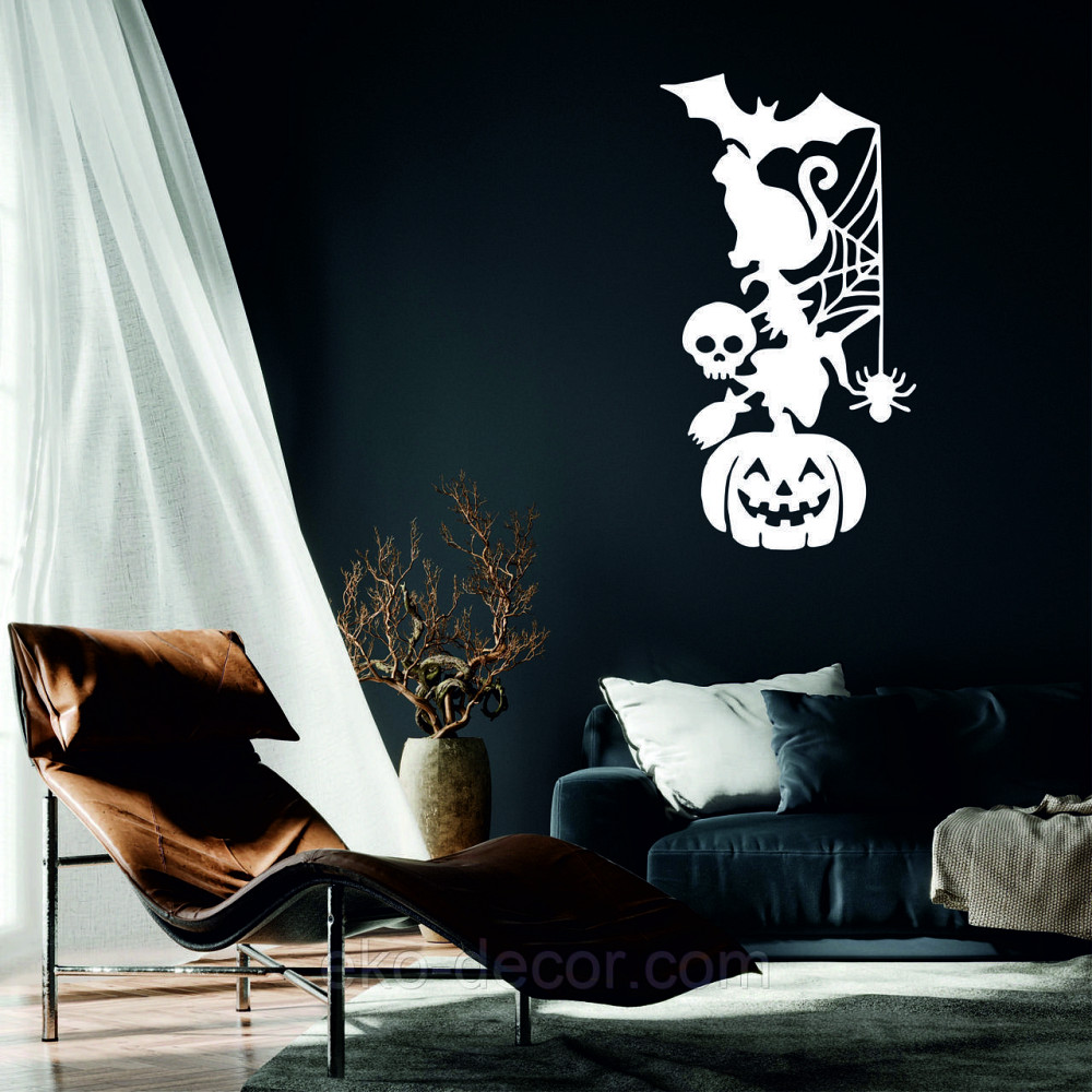 Декоративное настенное Панно «Хэллоуин», Декор на стену 110*59 см, Белый Киев - изображение 1