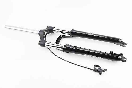 Вилка 27,5" амортизаційна, без різьби 1-1/8" (28,6мм), шток 255мм, з ходом 100мм, Disk-brake, пружинно-оливна, виносний Lockout, чорна N780 Київ