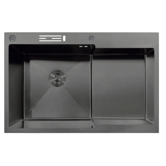 Мийка MIXXUS MH7849L-HK GRAPHITE з нержавіючої сталі глибоке крило з підставкою для ножів (3.0/0.9) Харків