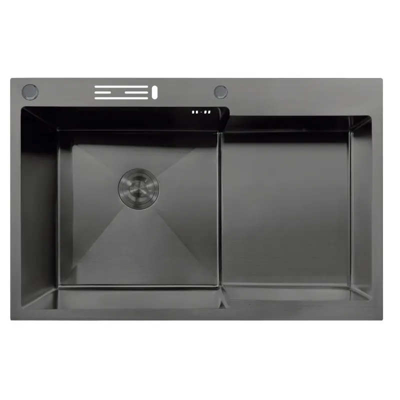 Мийка MIXXUS MH7849L-HK GRAPHITE з нержавіючої сталі глибоке крило з підставкою для ножів (3.0/0.9) Харків - фото 1