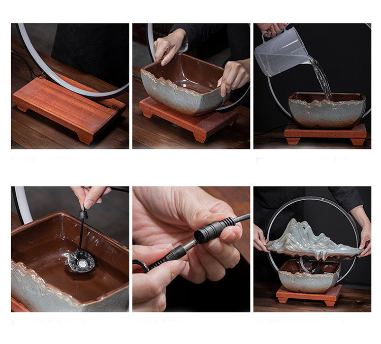 Декоративный водопад 42х42 см, фонтан, увлажнитель воздуха, подставка для конусов, светильник 5в1!! Кременчуг - изображение 3