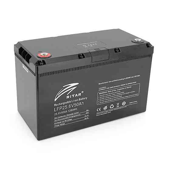 Акумуляторна батарея з bluetooth Ritar LiFePO4 25.6V 50Ah 1280Wh BMS25@8S (330 х 172 х 214 мм), 11kg Q1 Київ