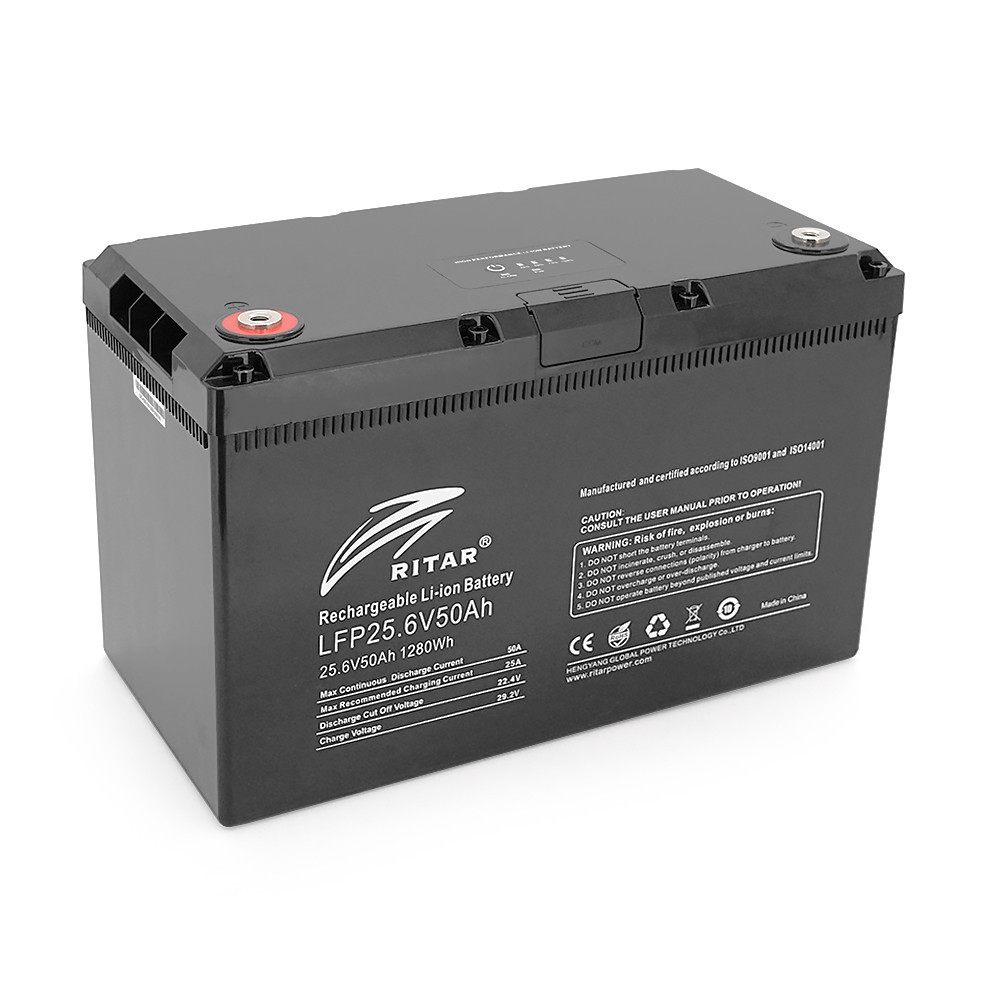 Акумуляторна батарея з bluetooth Ritar LiFePO4 25.6V 50Ah 1280Wh BMS25@8S (330 х 172 х 214 мм), 11kg Q1 Київ - фото 1