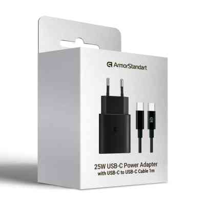 Зарядное устройство Armorstandart AR-TA800 25W USB-C + cable USB-C to USB-C black (ARM77720) Винница