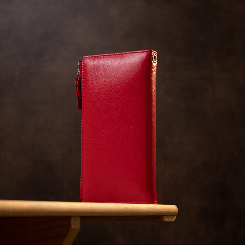 Жіночий шкіряний гаманець-клатч червоний (ST Leather) Київ - фото 18