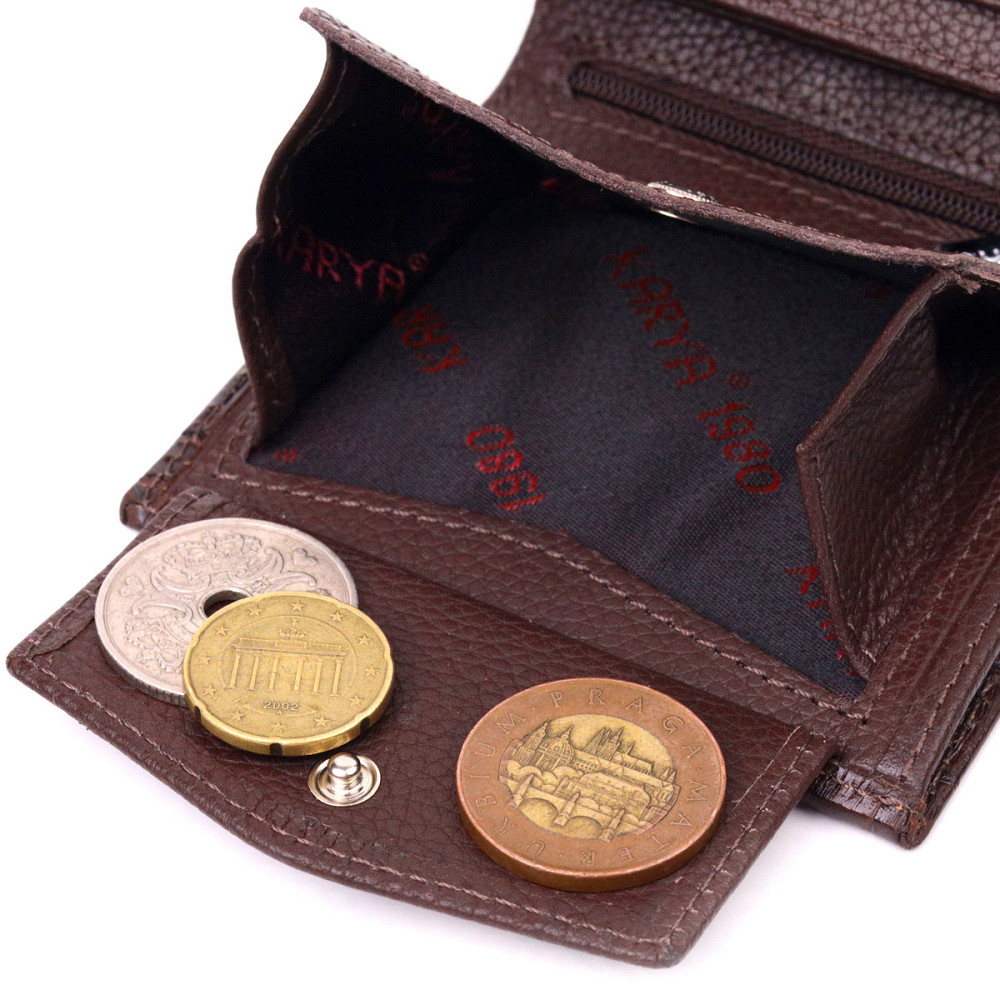 Стильное портмоне для мужчин из натуральной кожи с тиснением под крокодила KARYA 21324 Коричневый Киев - изображение 8