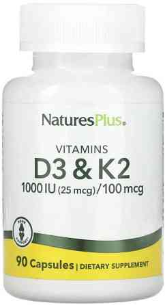 Вітамін Д3 і К2 Nature's Plus Vit D3/Vit K2 1000 МО/100 мкг 90 капс Київ