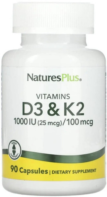 Вітамін Д3 і К2 Nature's Plus Vit D3/Vit K2 1000 МО/100 мкг 90 капс Київ - фото 1