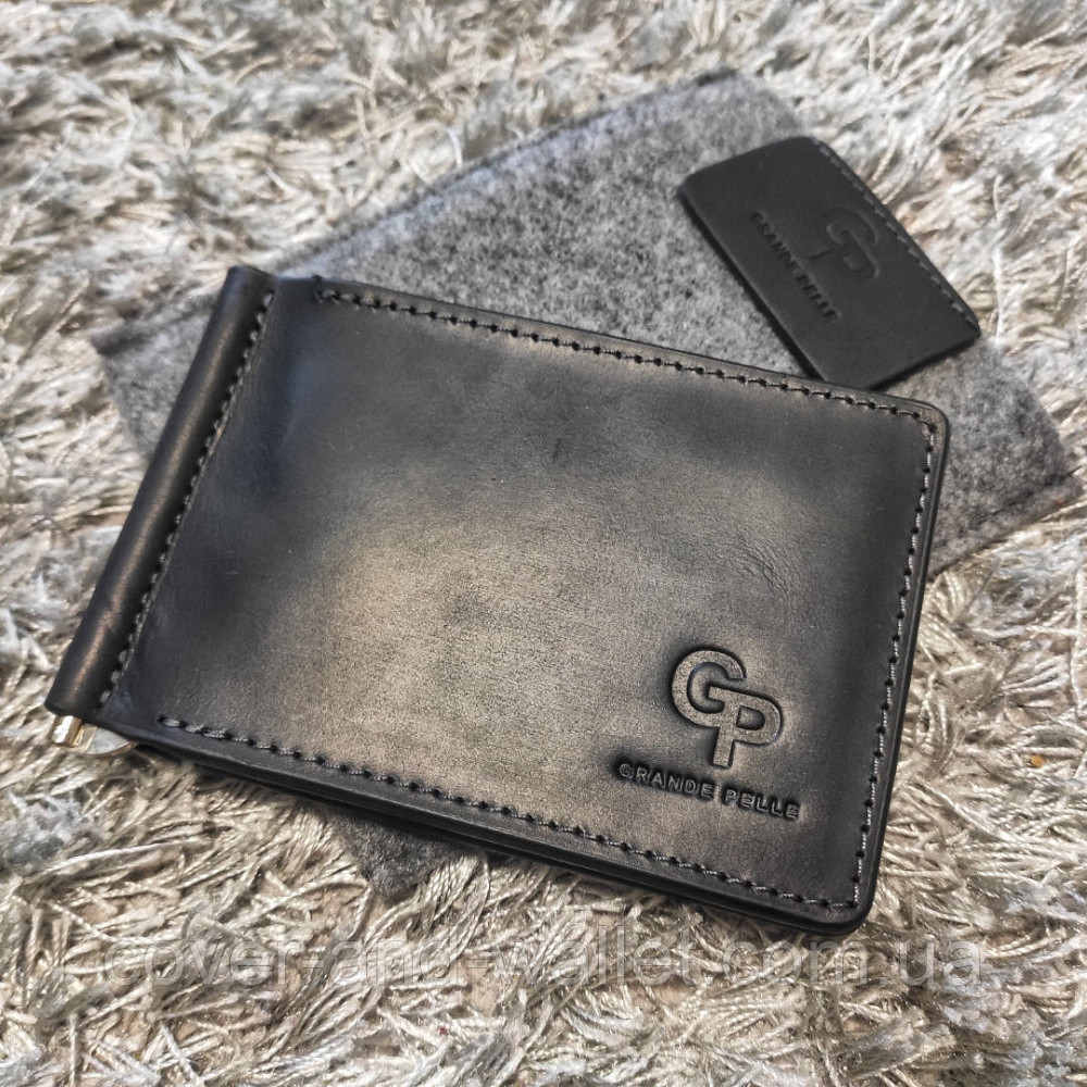 Шкіряний гаманець затискач для купюр та карток з монетницею Grande Pelle Onda Київ - фото 2