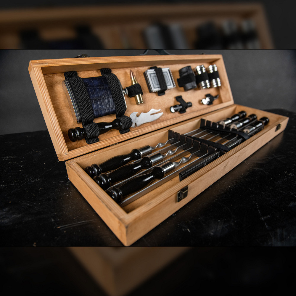 Шампури подарункові набір бокс для пікніка гриля та барбекю Оригінальні Віп подарунки на день народження татові, хлопцю, Тернопіль - фото 4