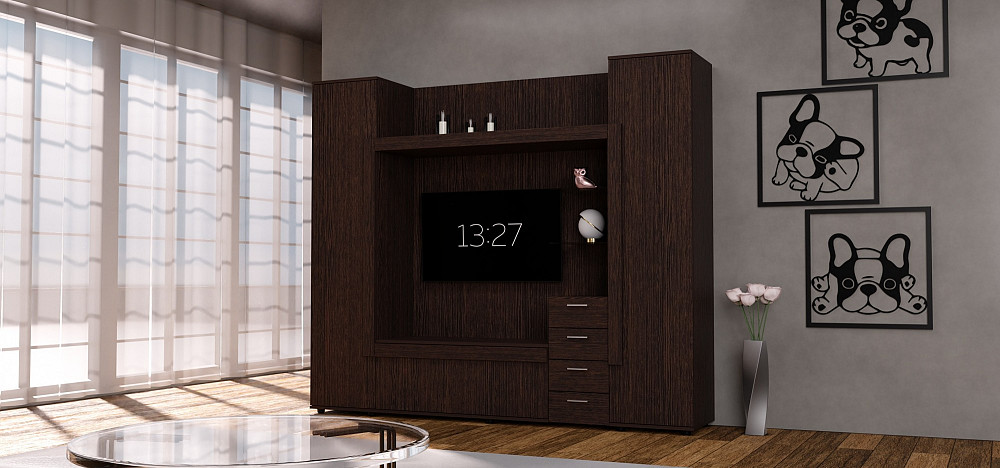 Стенка в гостиную под ТВ Exo-1, Венге Магия, 2160х420х1850 Львов - изображение 2