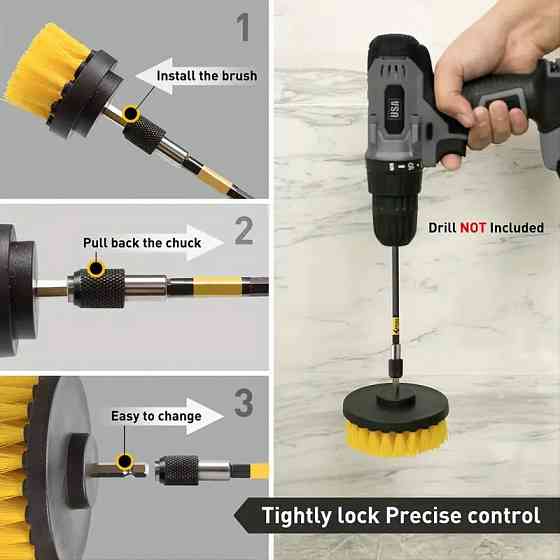 Набор из 3-х щеток для шуруповерта с удлиненной щеткой, Многоразовые, многоцелевые насадки для уборки кухни и Каменец-Подольский