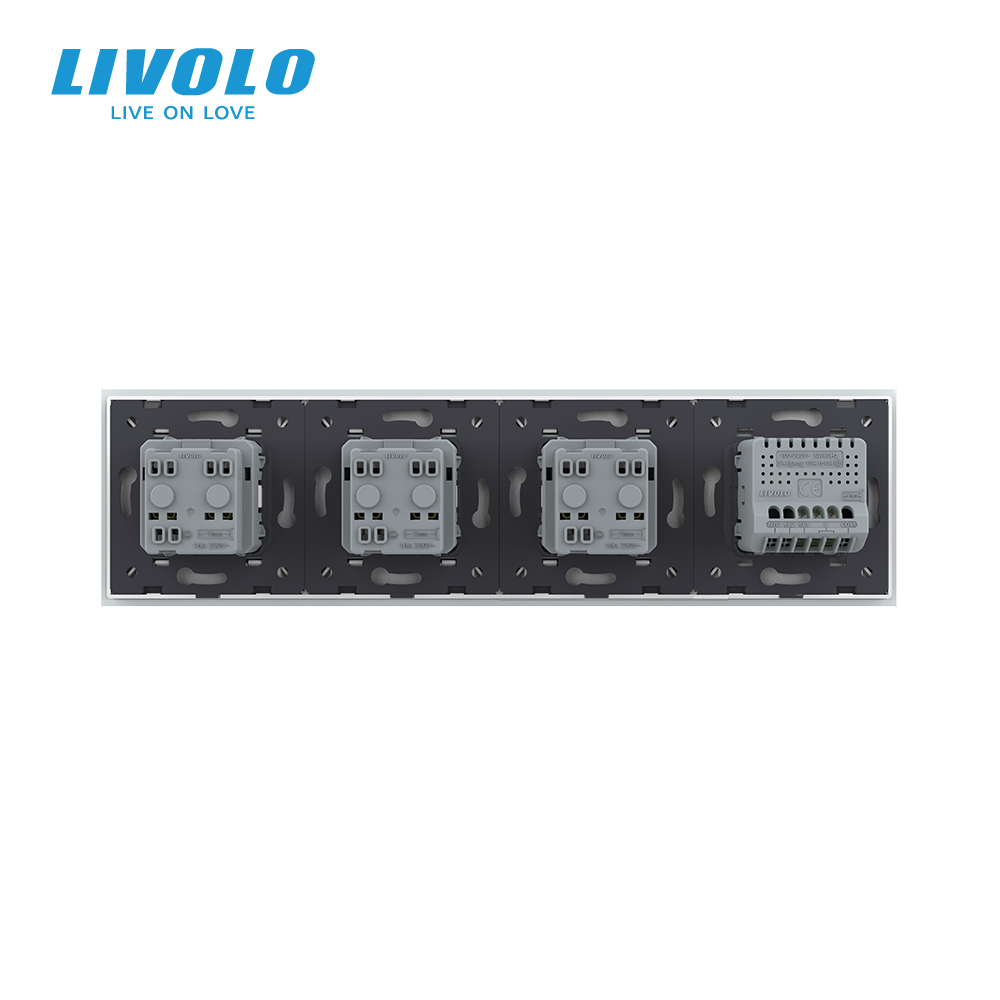 Сенсорний вимикач 1 сенсор 3 розетки Livolo білий скло (VL-C701/C7C3EU-11) Коломыя - изображение 3