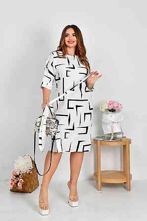 Женское легкое принтованное платье батал евро софт Белый, 56/58 Одесса