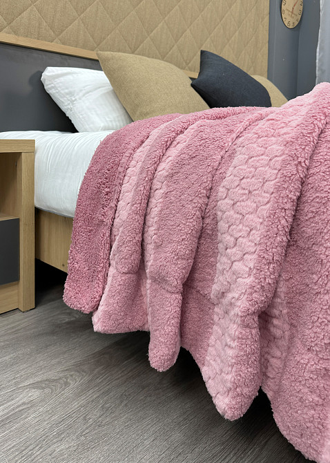 Плед 200х230 см (+-10см) Рогожка на овчине 