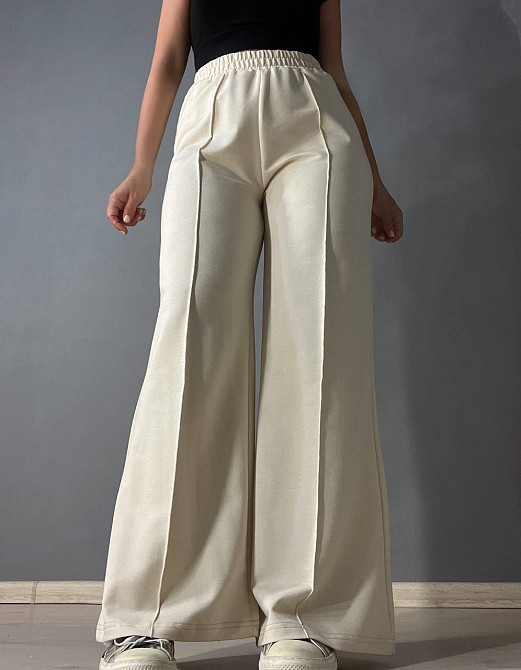 Брюки женские MY CITY 8286 палаццо-клеш с высокой посадкой молочные, молочний, L Киев - изображение 1