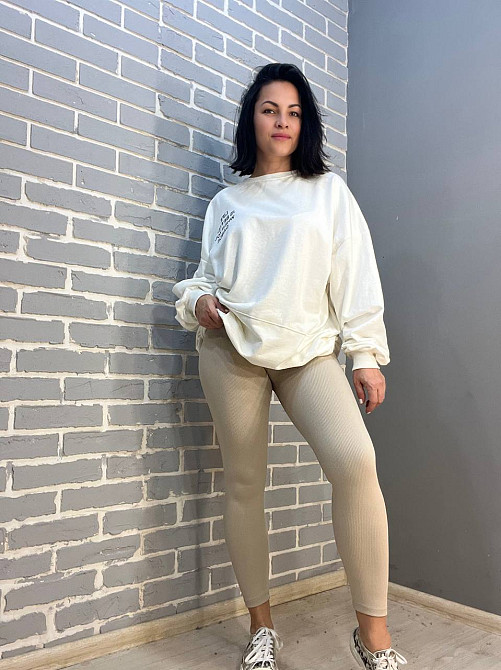 Лосины женские LADY HUREM 2247 рубчик широкий утягивающий пояс бежевые, бежевый, S Киев - изображение 1