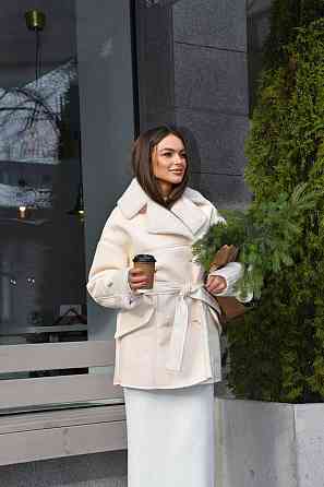 Женская стильная двубортная дубленка под пояс Одесса