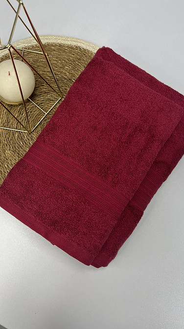 Комплект рушників Ideal Textile з бордюром 2 шт (50х90см + 70х140см) 500 г/м2 (56860401) Бордовий Чернівці - фото 8