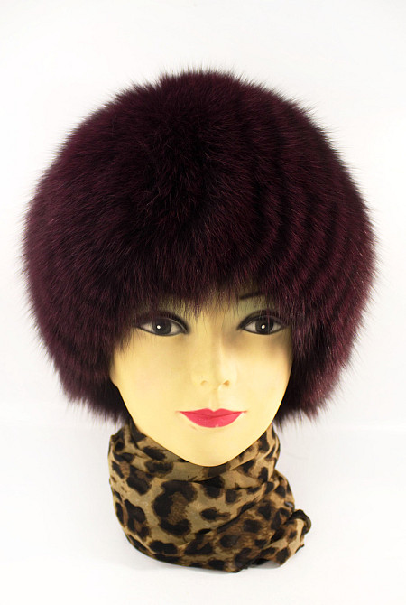 Шапка хутряна жіноча з песця стріха Анастасія Бордовий Харків - фото 2