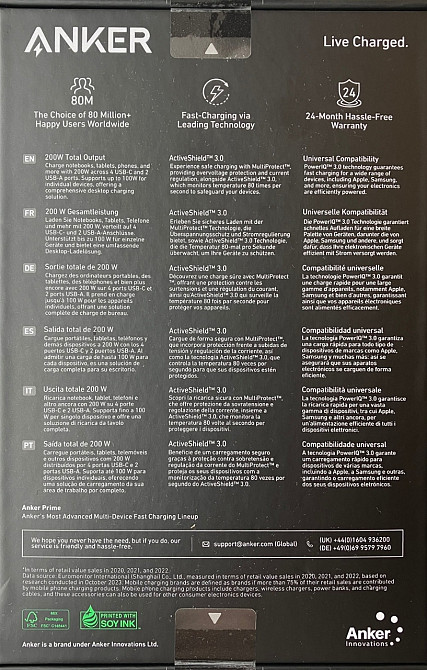 Швидкий настільний зарядний пристрій ANKER GaNPrime™ 200W. Киев - изображение 5