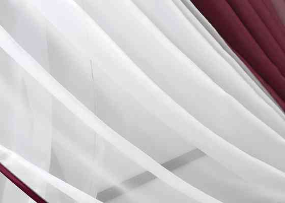 Кухонні шторки VR-Textil № 096к з підв'язками бордовий з білим 400х170 см (52-1219) Київ