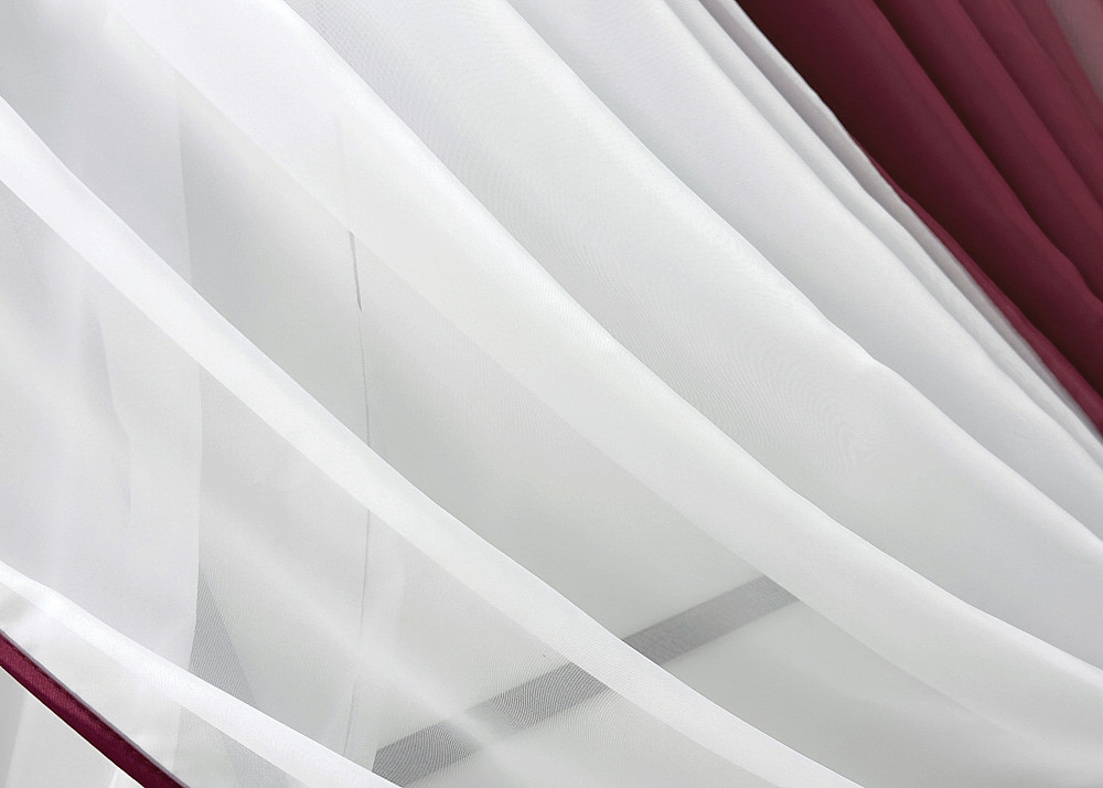 Кухонні шторки VR-Textil № 096к з підв'язками бордовий з білим 400х170 см (52-1219) Київ - фото 4