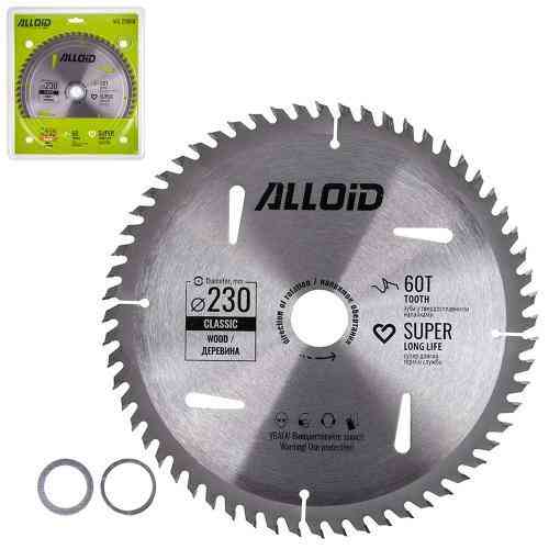 Диск пиляльний по дереву з твердосплавними напайками 230х30/25,4/22,2мм, 60 зубів Alloid Одеса