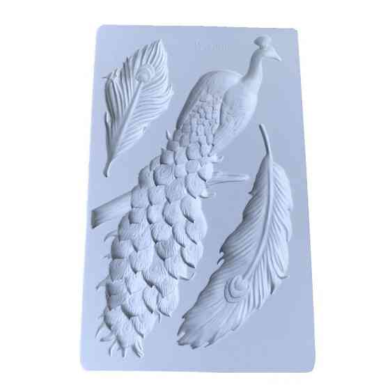 Молд силиконовый Павлин 20 на 13 см серый Киев