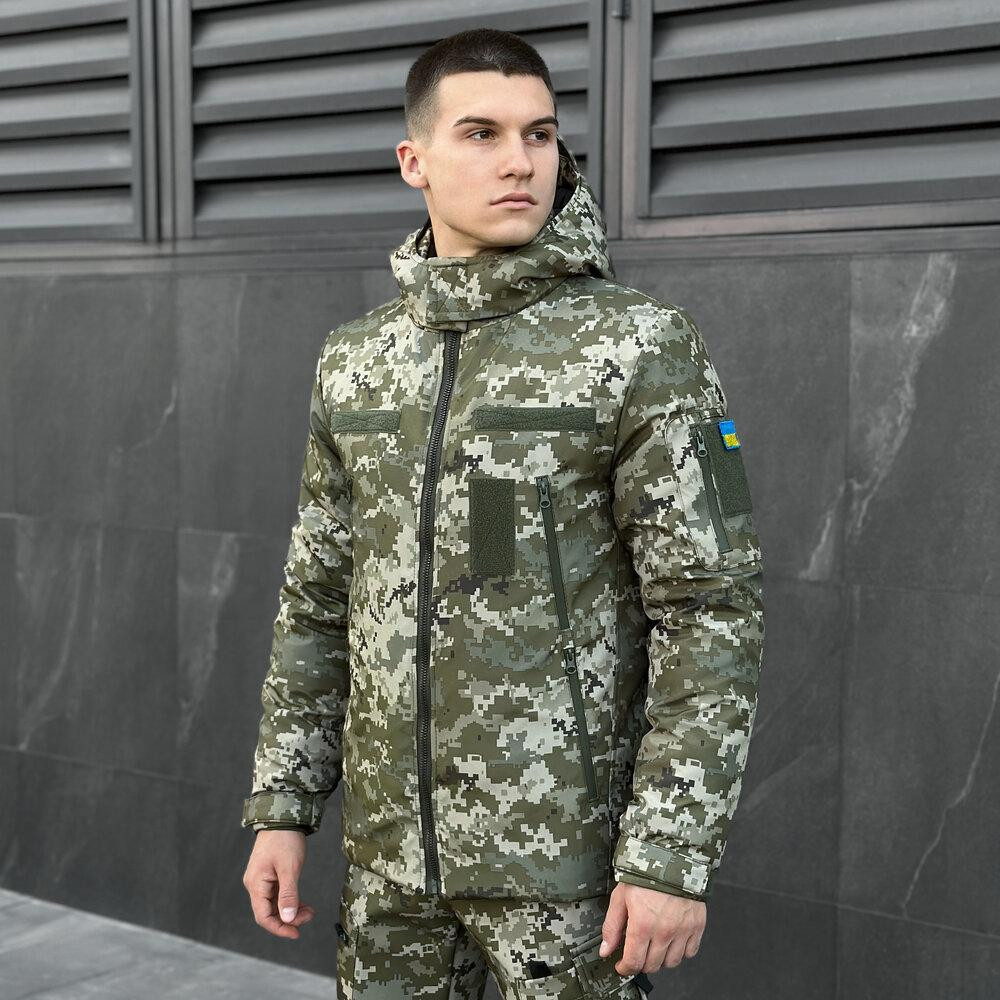 Чоловіча тактична військова зимова зимова куртка Pobedov Winter армійська з капюшоном водовідштовхувальна піксель Одеса - фото 2