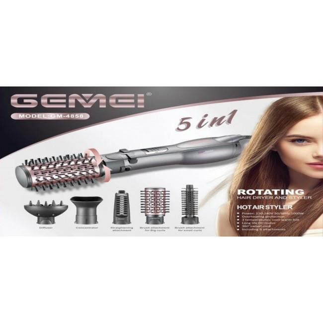 Фен-щетка  стайлер для волос GM 4858 5 насадок, диффузор и концентратор, 1000ВТ Одесса - изображение 1