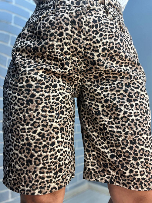 Шорти жіночі джинсові X Denim 2082 леопардовий принт Мом бермуди довжина до колін коричневі, коричневий, 36 Київ - фото 12