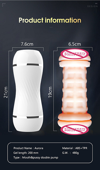 Мастурбатор с двумя входами OYO - Aurora, YQM-214 Sex Aura Киев - изображение 7