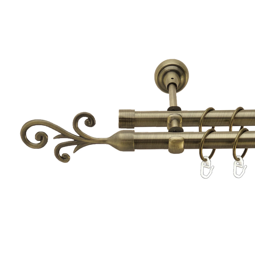 Карниз Orvit Фала металевий дворядний відкритий Антик 19\19 мм 240 см (4016460) Львів - фото 1