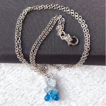 Підвіска з ведмедиками, блакитний + сірий - довжина 50см, смола, цинковий сплав Київ - фото 1