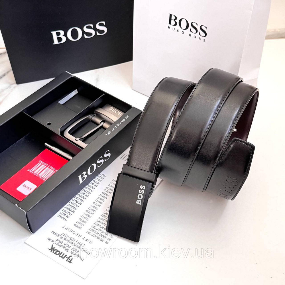 Чоловічий двосторонній ремінь із двома пряжками Boss (203) Київ - фото 4