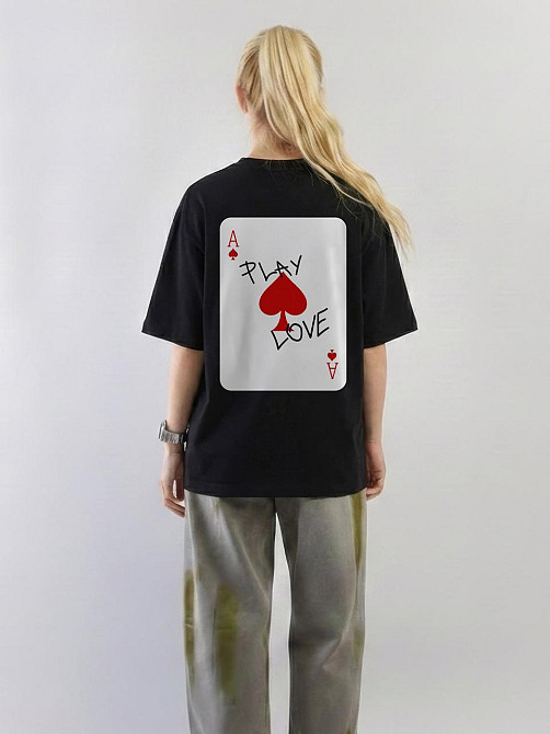 Футболка з принтом Play Love — туз черв, streetwear, унісекс Чернівці - фото 1