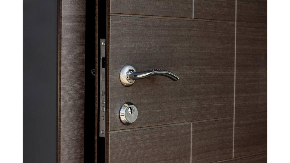 Двері вхідні Наші Двері ПОРТА ПВХ Ескада 26 Венге горизонт сірий 860х2050 мм Київ - фото 2