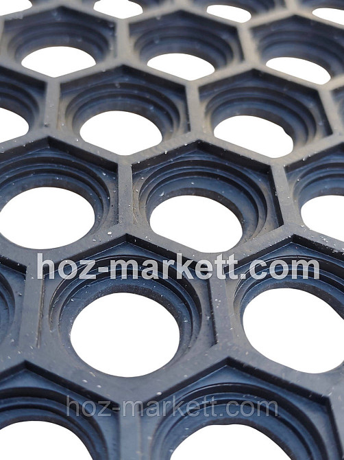 Килимок 75х45х0.9 см гумовий брудозахисний сота чорний Харків - фото 4