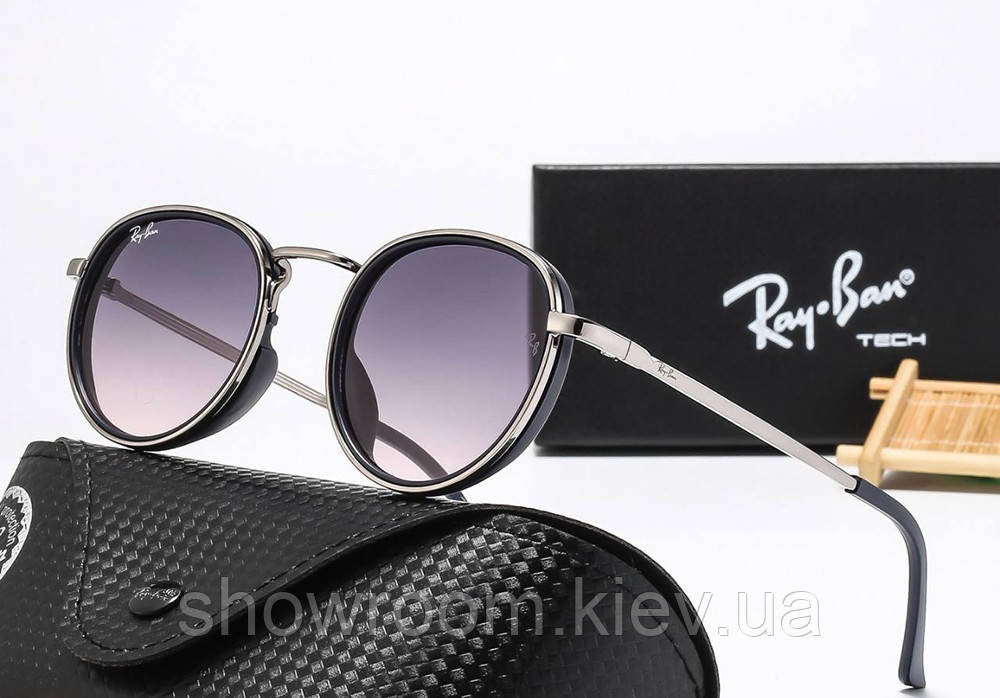 Мужские брендовые солнцезащитные круглые очки Ray ban 28754-2 Киев - изображение 1