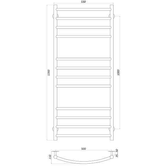 Рушникосушарка UNIO LDE W 1200-500-12 Драбинка Дуга Еліт вода Киев