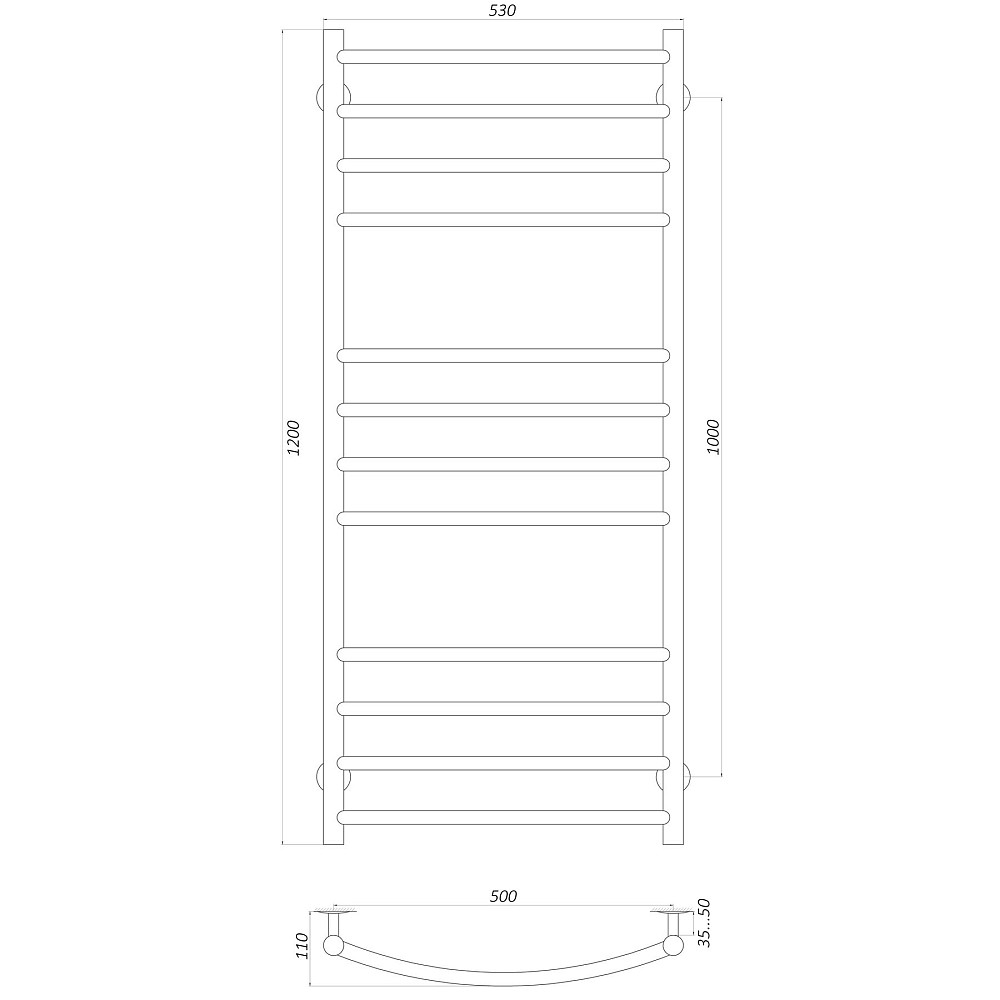 Рушникосушарка UNIO LDE W 1200-500-12 Драбинка Дуга Еліт вода Киев - изображение 4