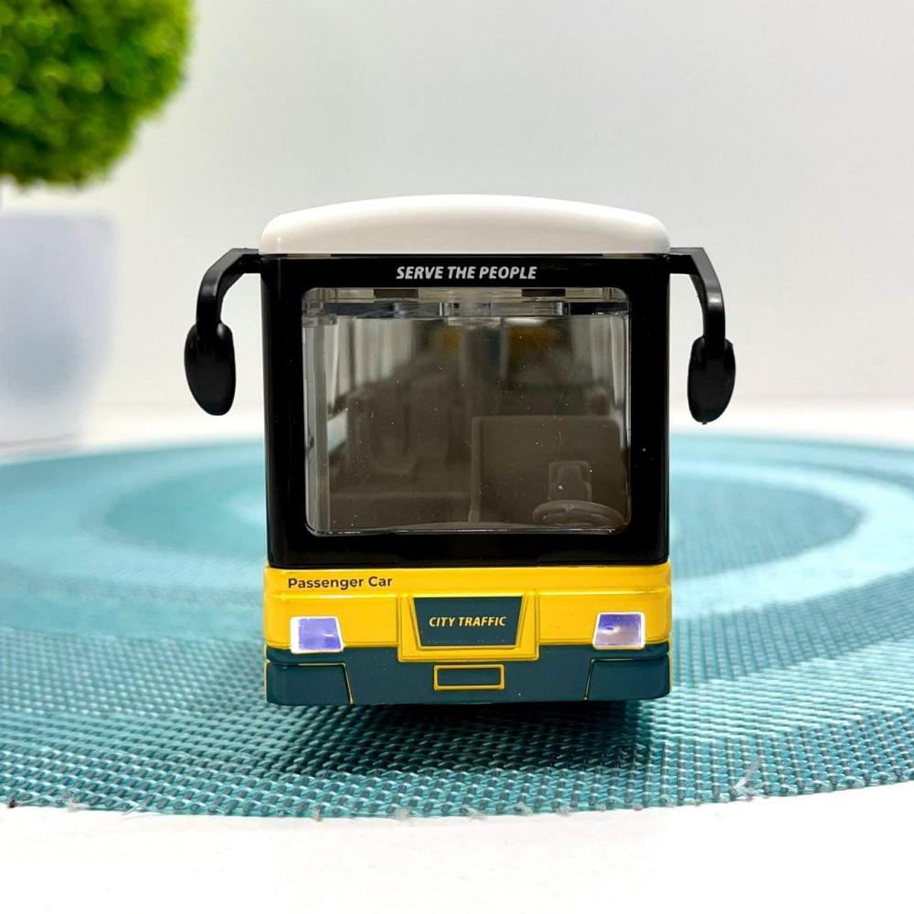 Автобус металевий з інерцією підсвічуванням та звуком відчиняються двері Жовтий (CLM-0771AC) Чернігів - фото 7