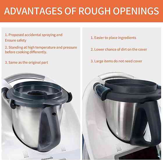 Кришка Thermomix TM5/TM6 для основної каструлі, нейлонова з силіконовим замком, заміна оригінальній, прозора/чорна 240 г Київ